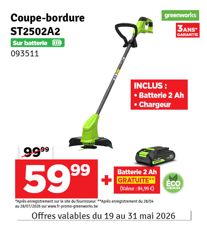 Coupe-bordure sur batterie Powerall ST2502A2 24 V GREENWORKS